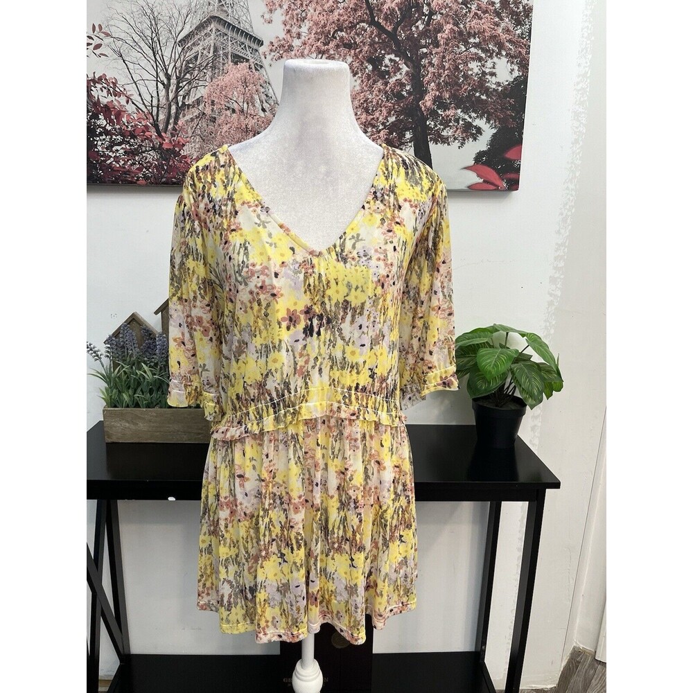 C EST 1946 Women Top Blouse Plus Floral Size 22/24W V Neck Pullover Short Sleeve